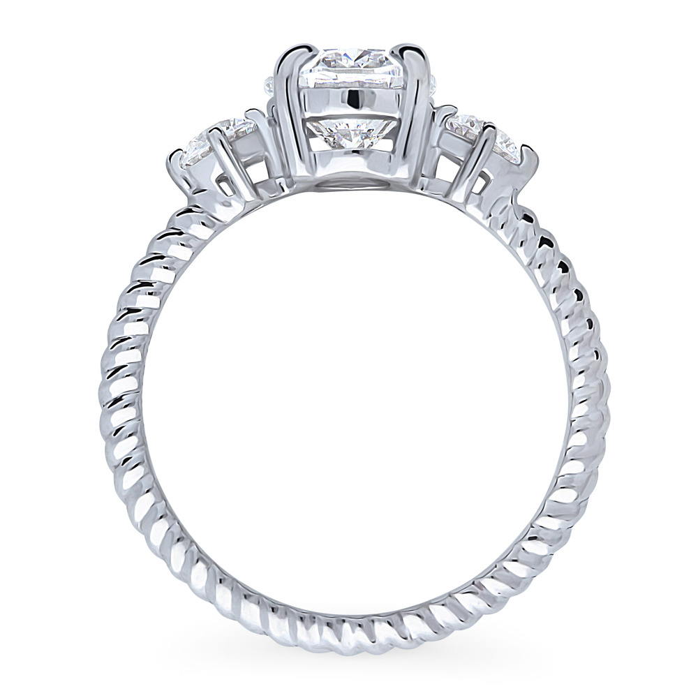 3-Stone Cable 1.8ct Oval CZ Ring in Sterling Silver