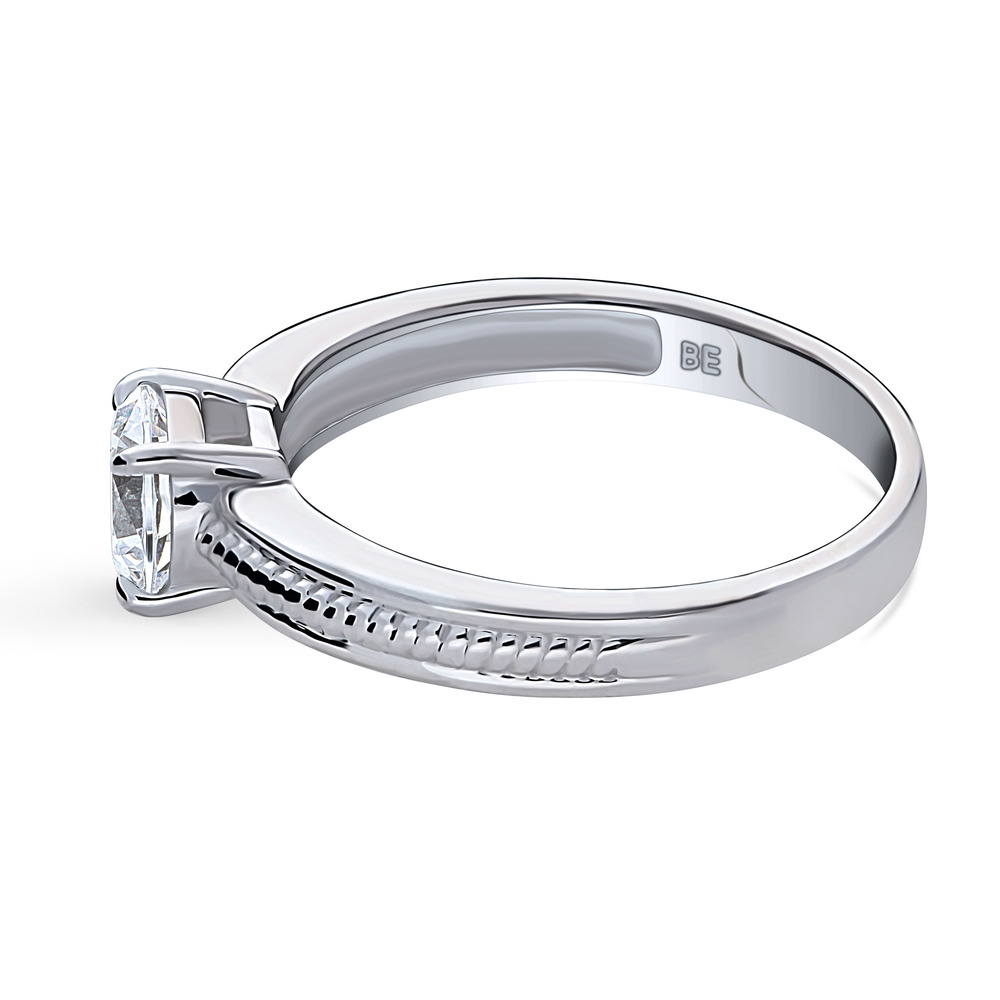 Angle view of Solitaire Cable 0.8ct CZ Ring in Sterling Silver, 5 of 9