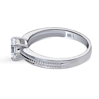 Solitaire Cable 0.8ct CZ Ring in Sterling Silver
