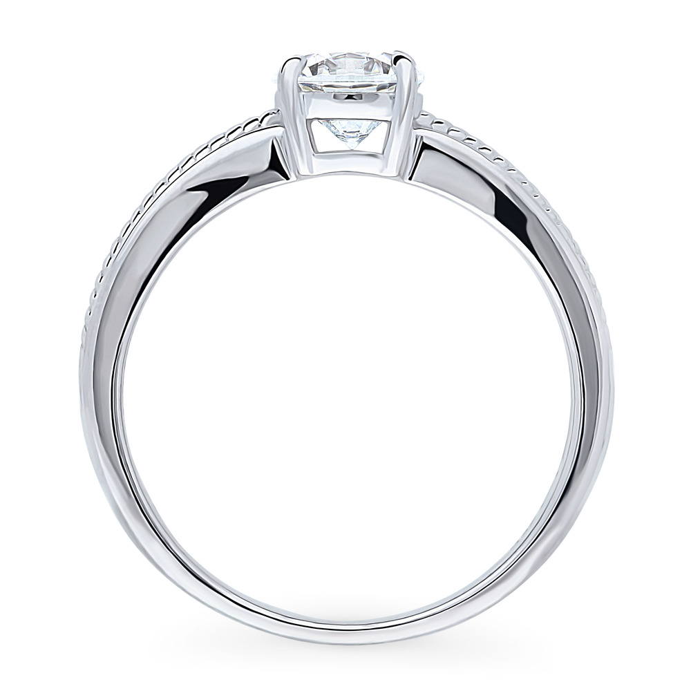 Alternate view of Solitaire Cable 0.8ct Round CZ Ring in Sterling Silver, 8 of 9