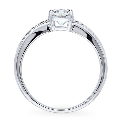 Solitaire Cable 0.8ct CZ Ring in Sterling Silver