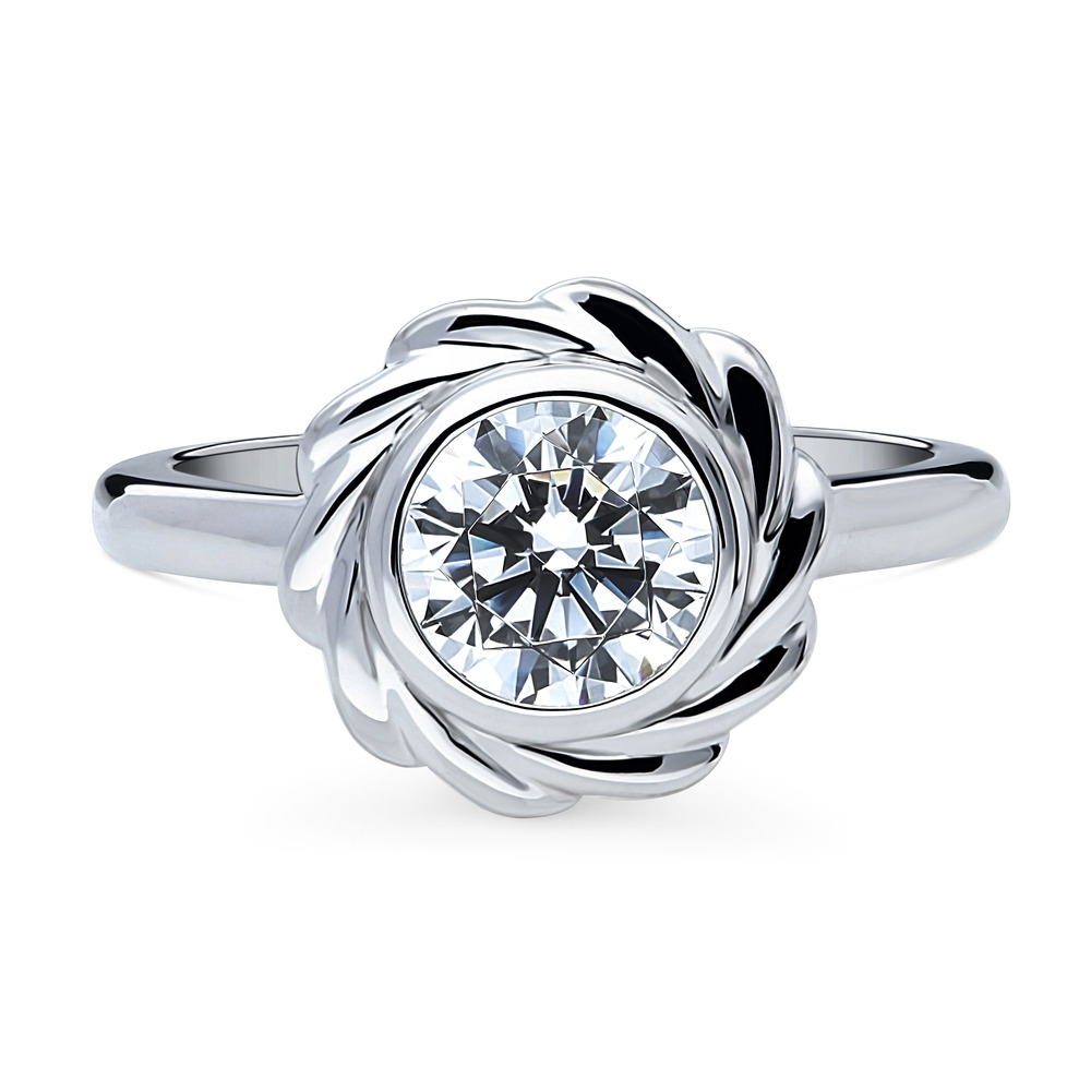 Woven Solitaire Bezel Set CZ Ring in Sterling Silver, 1 of 9