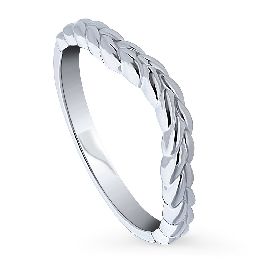 Front view of Woven Curved Band in Sterling Silver, 4 of 9