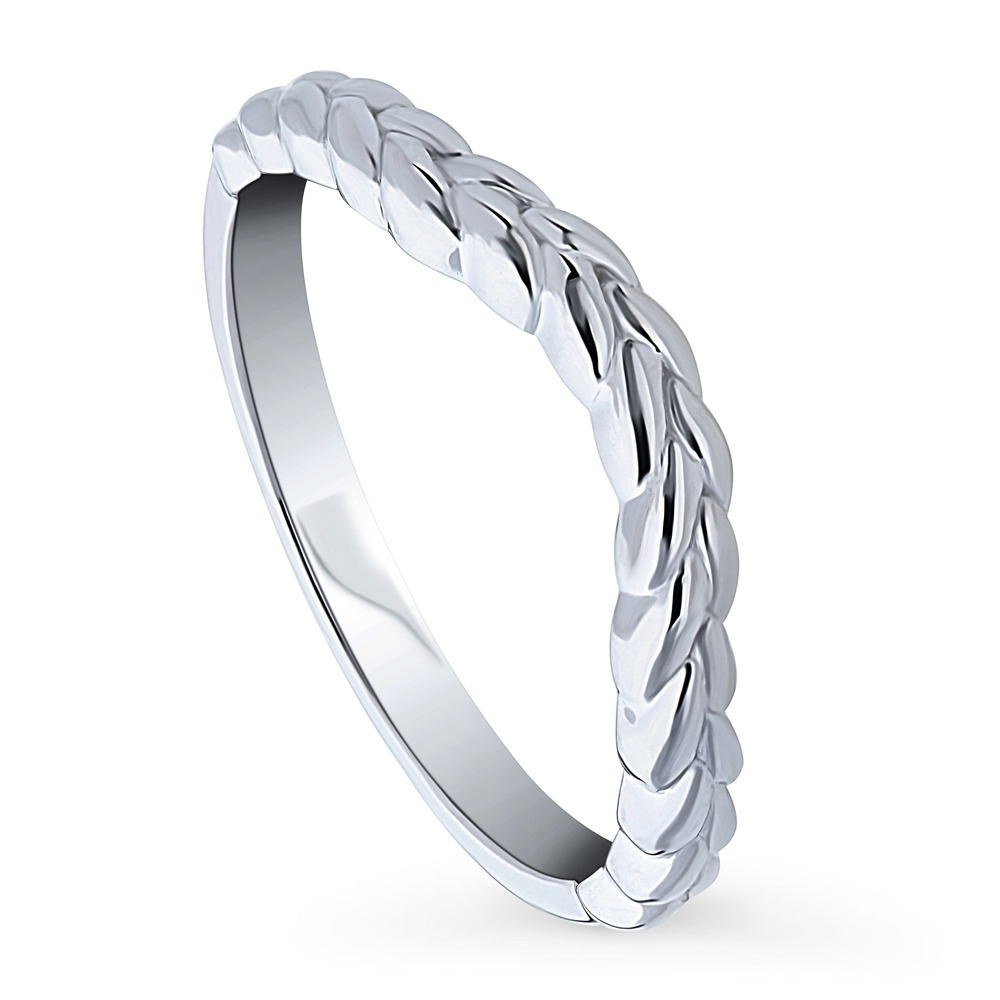 Front view of Woven Band in Sterling Silver, 4 of 9