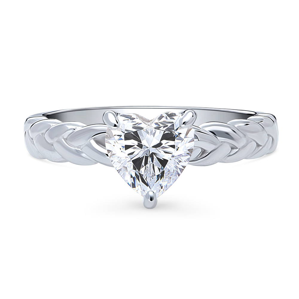 Woven Solitaire CZ Ring in Sterling Silver, 1 of 9