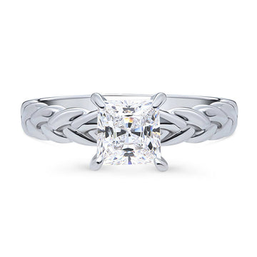 Woven Solitaire CZ Ring in Sterling Silver