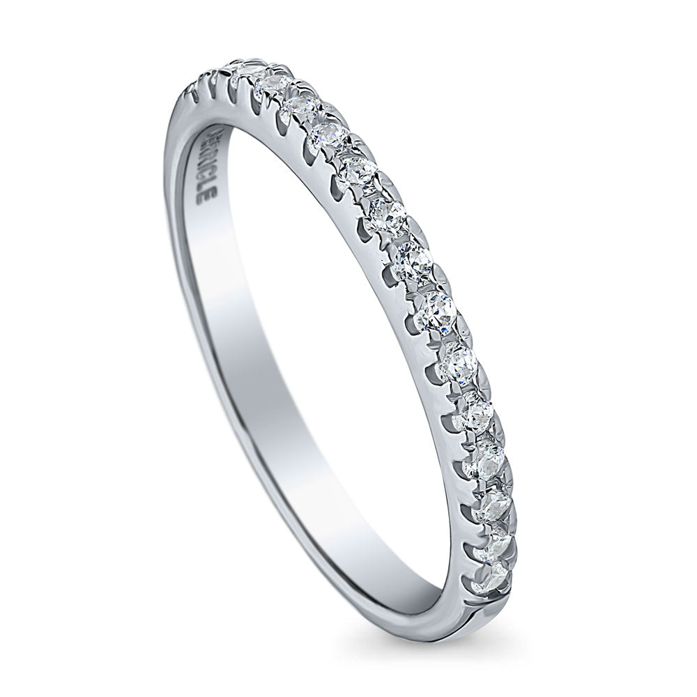 Front view of CZ Half Eternity Ring in Sterling Silver, 4 of 10