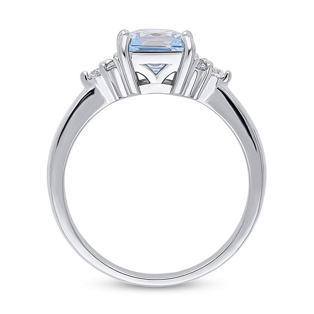 Solitaire Blue Princess CZ Ring in Sterling Silver 1.2ct