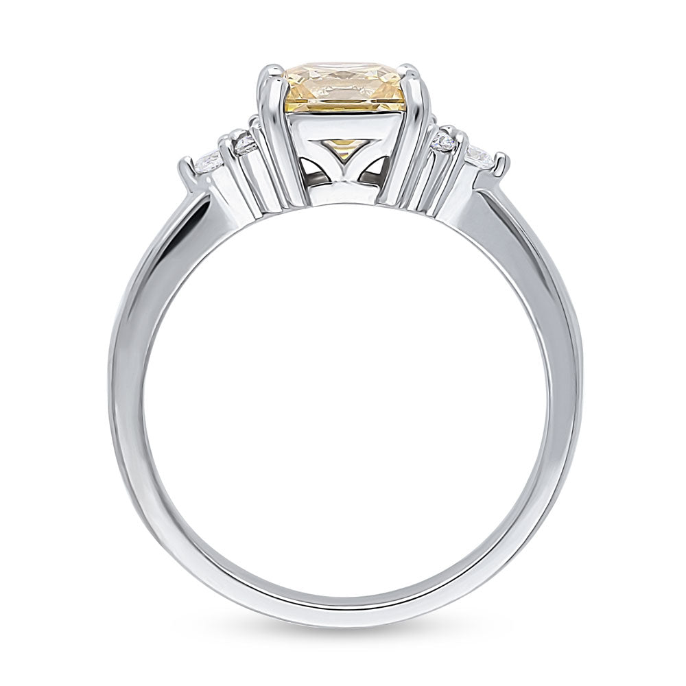 Alternate view of Solitaire Yellow Princess CZ Ring in Sterling Silver 1.2ct