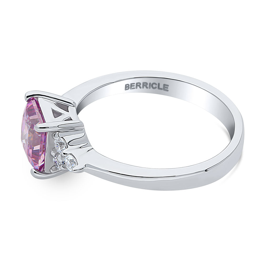 Angle view of Solitaire 1.2ct Purple Princess CZ Ring in Sterling Silver, 5 of 8