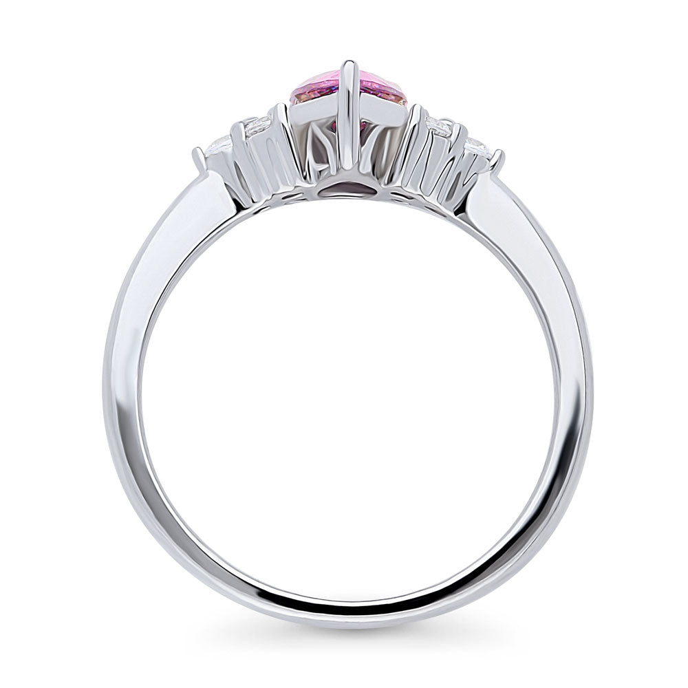 Alternate view of Solitaire 0.8ct Purple Pear CZ Ring in Sterling Silver, 7 of 8
