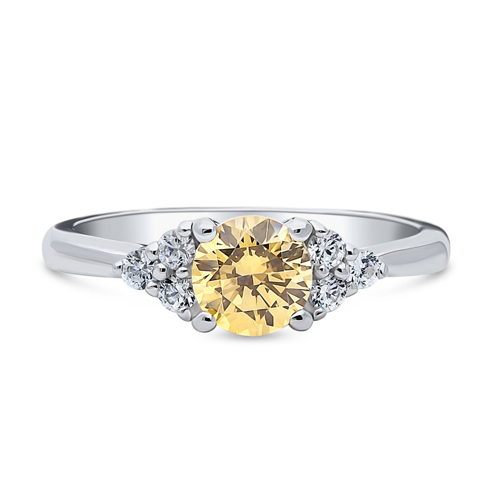 Solitaire 0.8ct Yellow CZ Ring in Sterling Silver, 1 of 8
