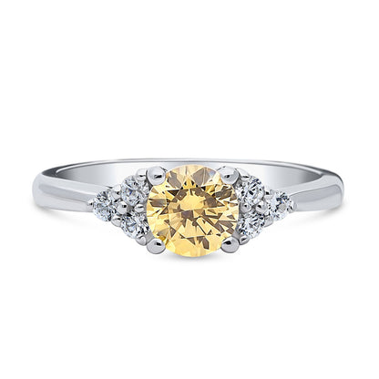 Solitaire 0.8ct Yellow CZ Ring in Sterling Silver