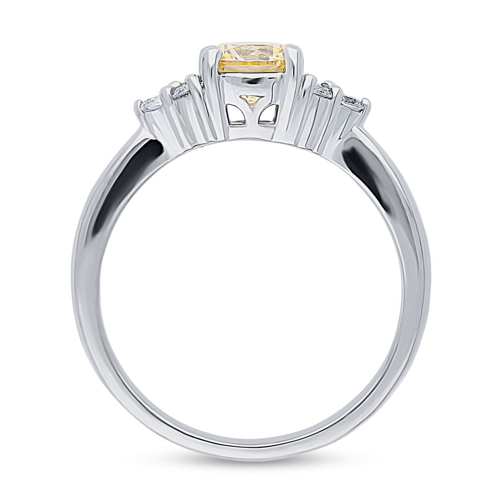 Solitaire 0.8ct Yellow CZ Ring in Sterling Silver