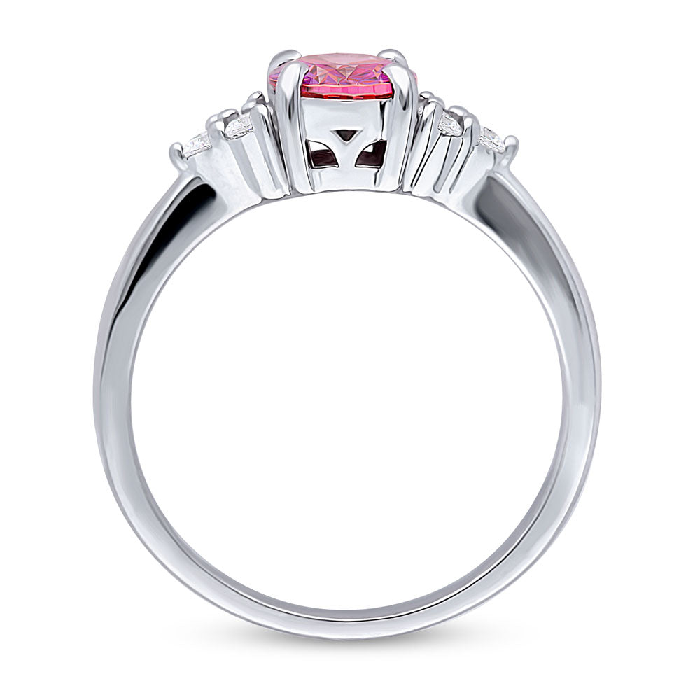 Alternate view of Solitaire 1.2ct Red Oval CZ Ring in Sterling Silver, 7 of 8