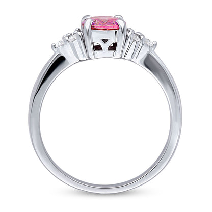 Solitaire 1.2ct Red Oval CZ Ring in Sterling Silver