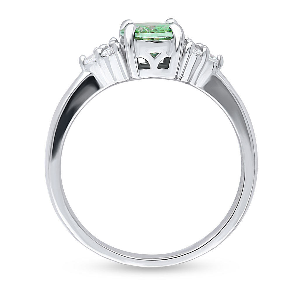 Alternate view of Solitaire 1.2ct Green Oval CZ Ring in Sterling Silver, 7 of 8