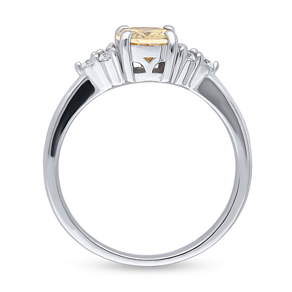 Solitaire Yellow Oval CZ Ring in Sterling Silver 1.2ct