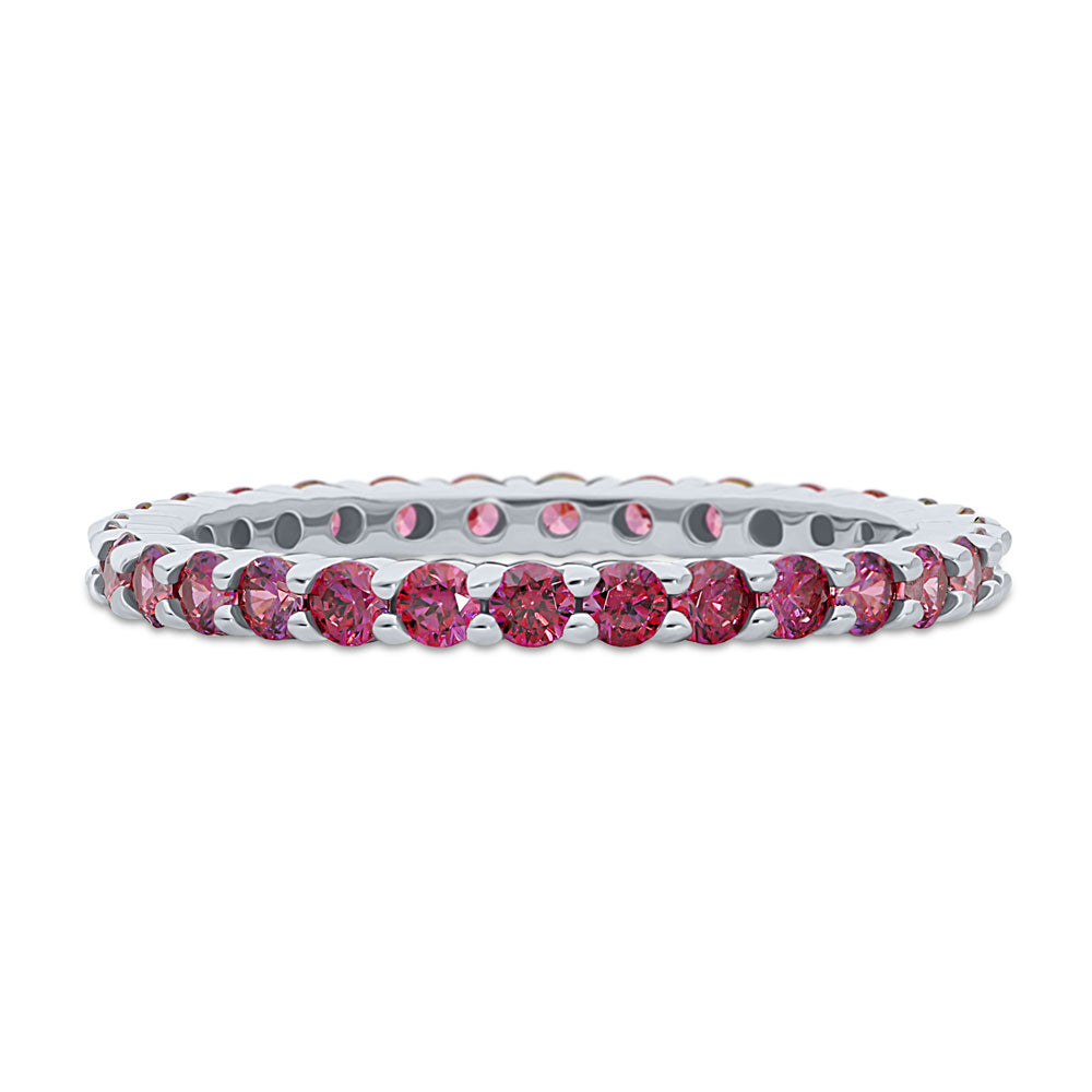 Red Pave CZ Eternity Ring in Sterling Silver, 1 of 6