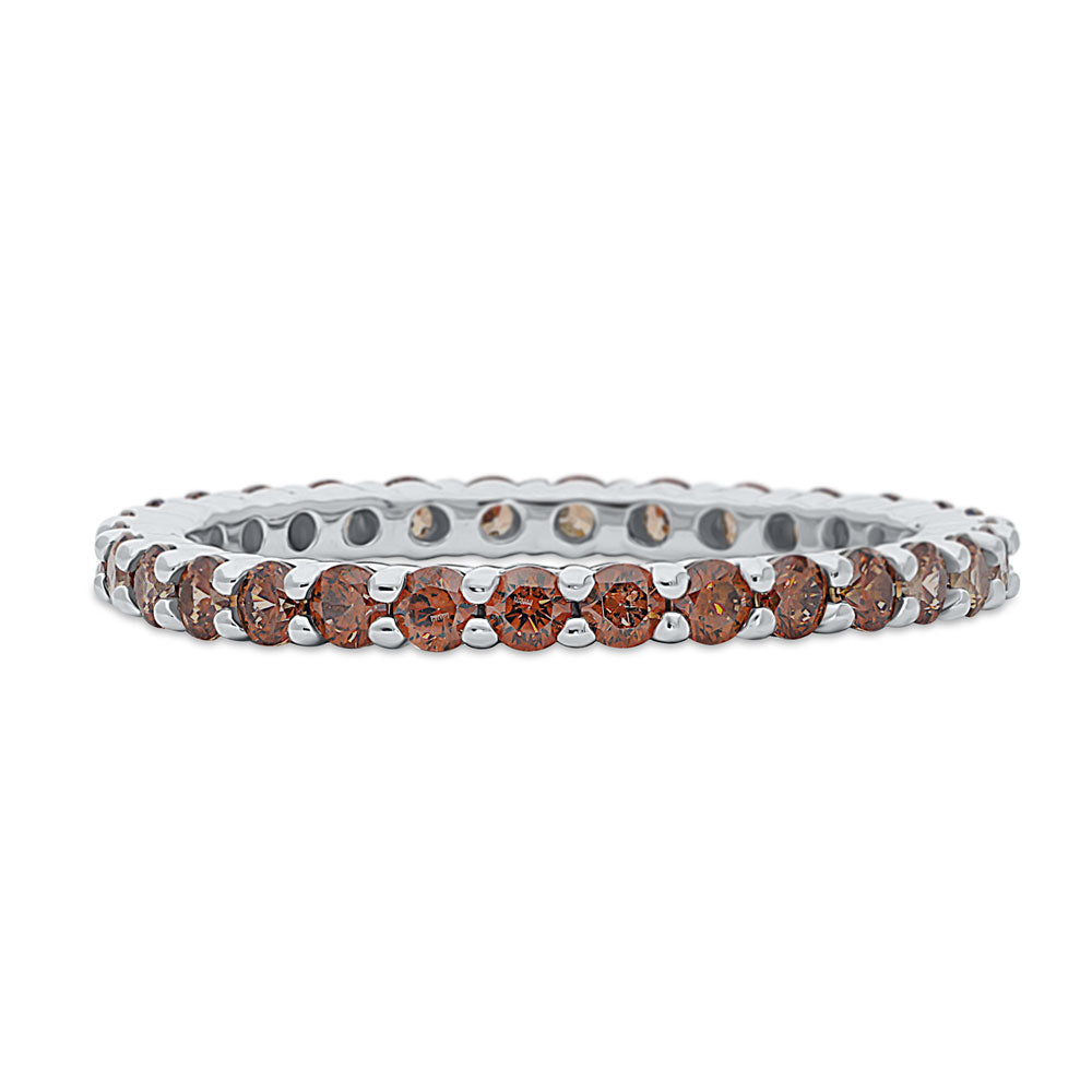 Caramel Pave CZ Eternity Ring in Sterling Silver, 1 of 6