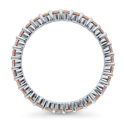 Caramel Pave CZ Eternity Ring in Sterling Silver
