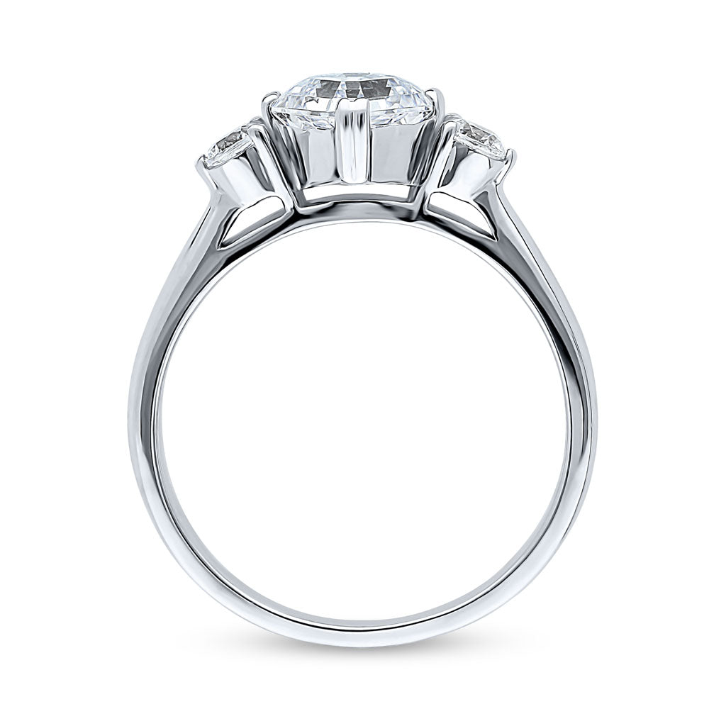 Alternate view of 3-Stone Asscher CZ Ring in Sterling Silver, 5 of 6