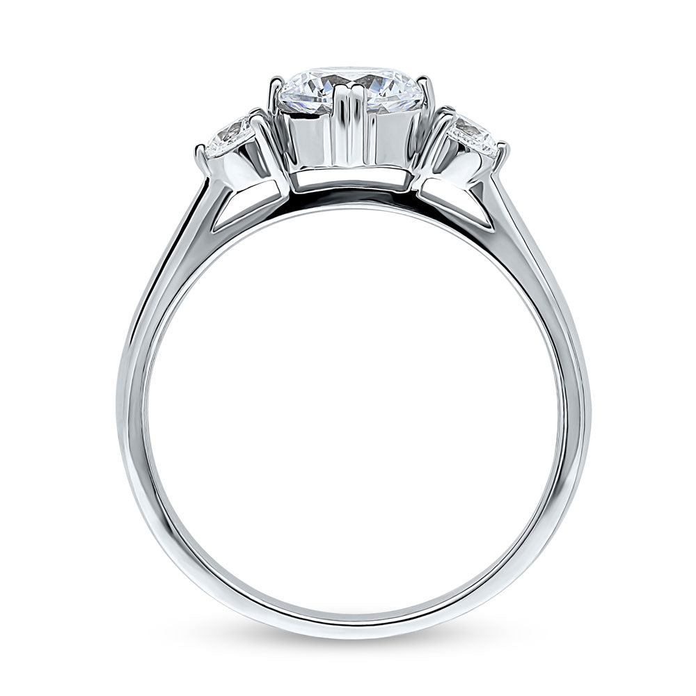3-Stone Octagon Sun CZ Ring in Sterling Silver