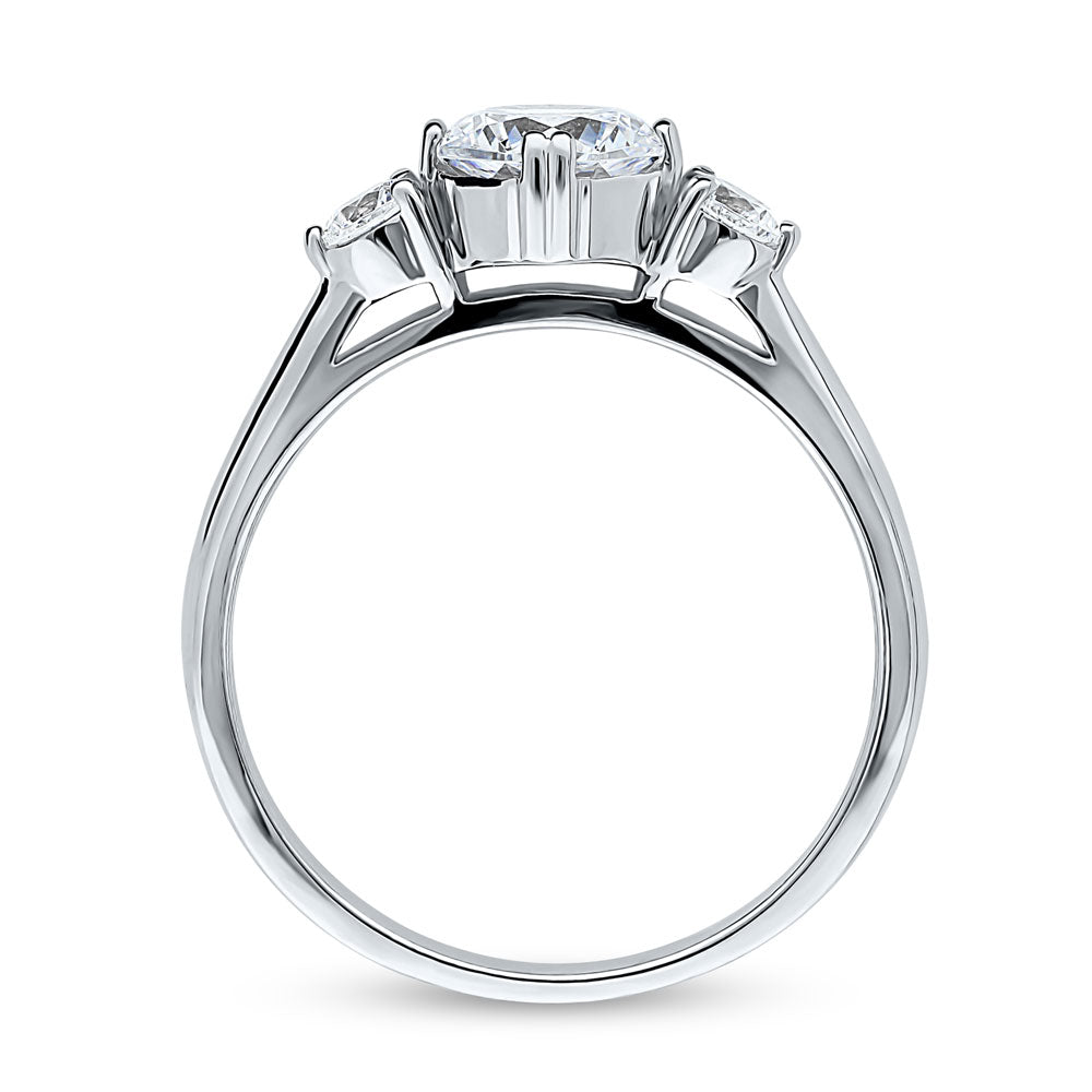 Alternate view of 3-Stone 1.25ct Octagon Sun Cut CZ Ring in Sterling Silver, 5 of 6