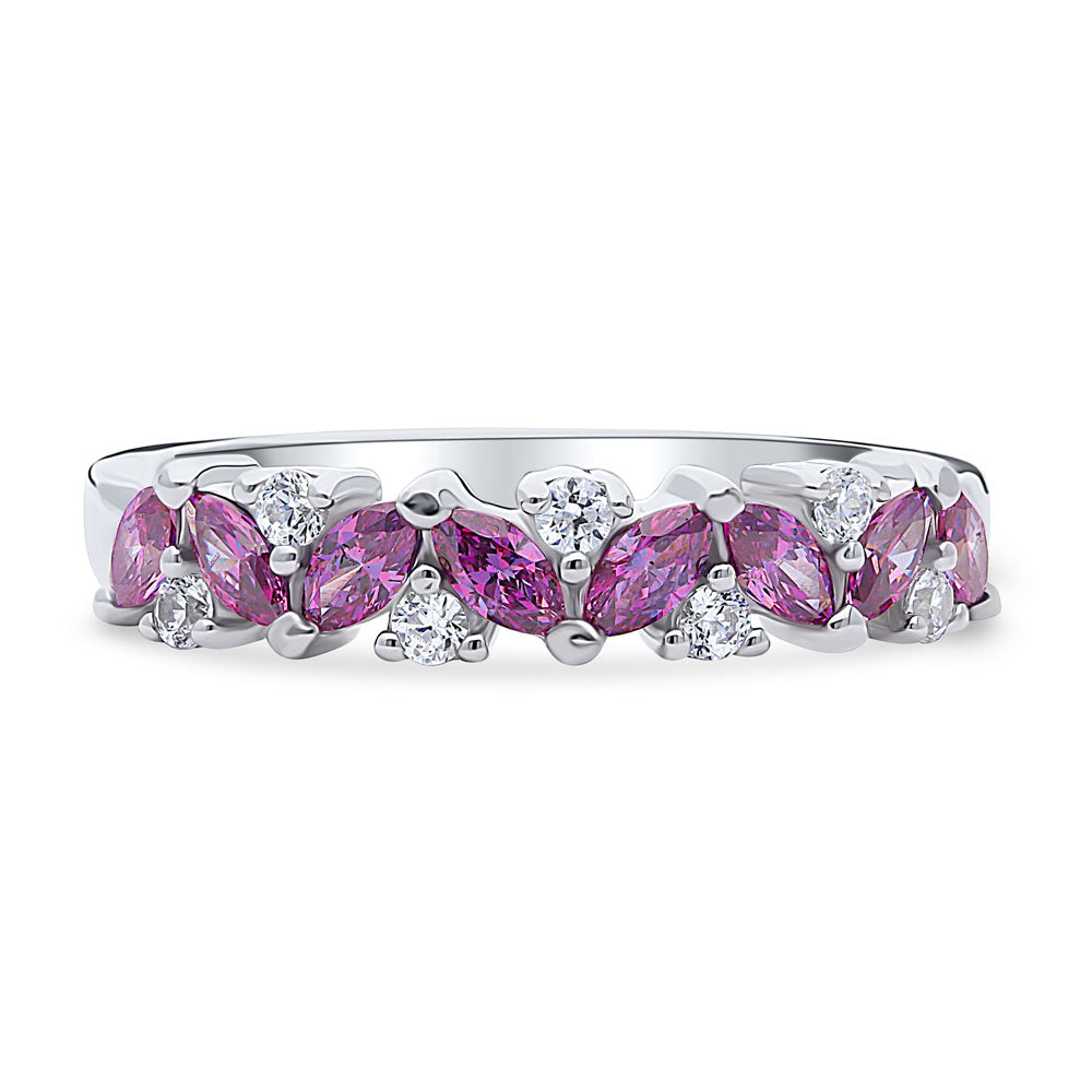 Flower Cluster Purple CZ Band in Sterling Silver, 1 of 8