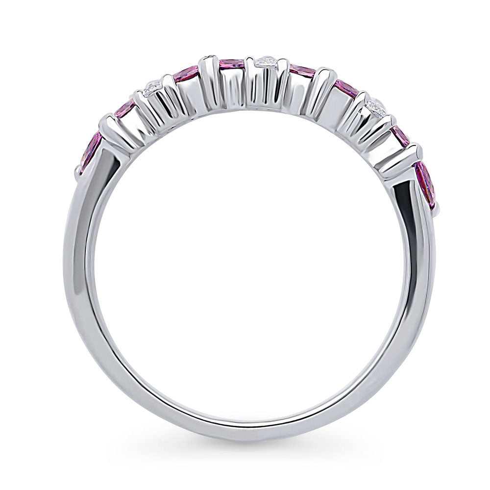 Alternate view of Flower Cluster Purple CZ Band in Sterling Silver, 7 of 8