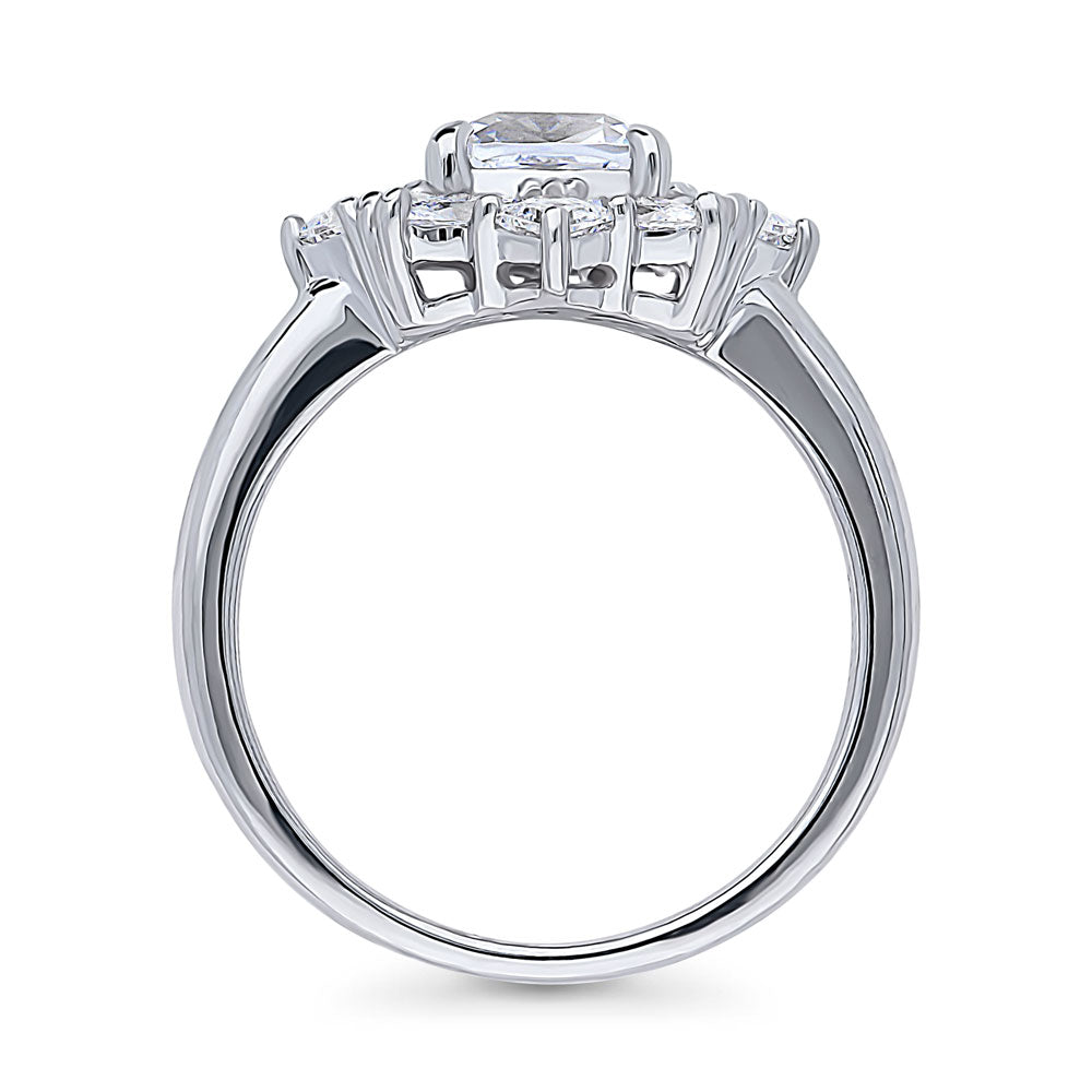 Alternate view of Halo Art Deco Cushion CZ Ring in Sterling Silver, 7 of 9