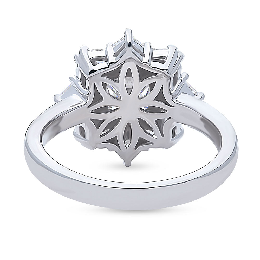 Side view of Halo Art Deco Cushion CZ Ring in Sterling Silver, 8 of 9