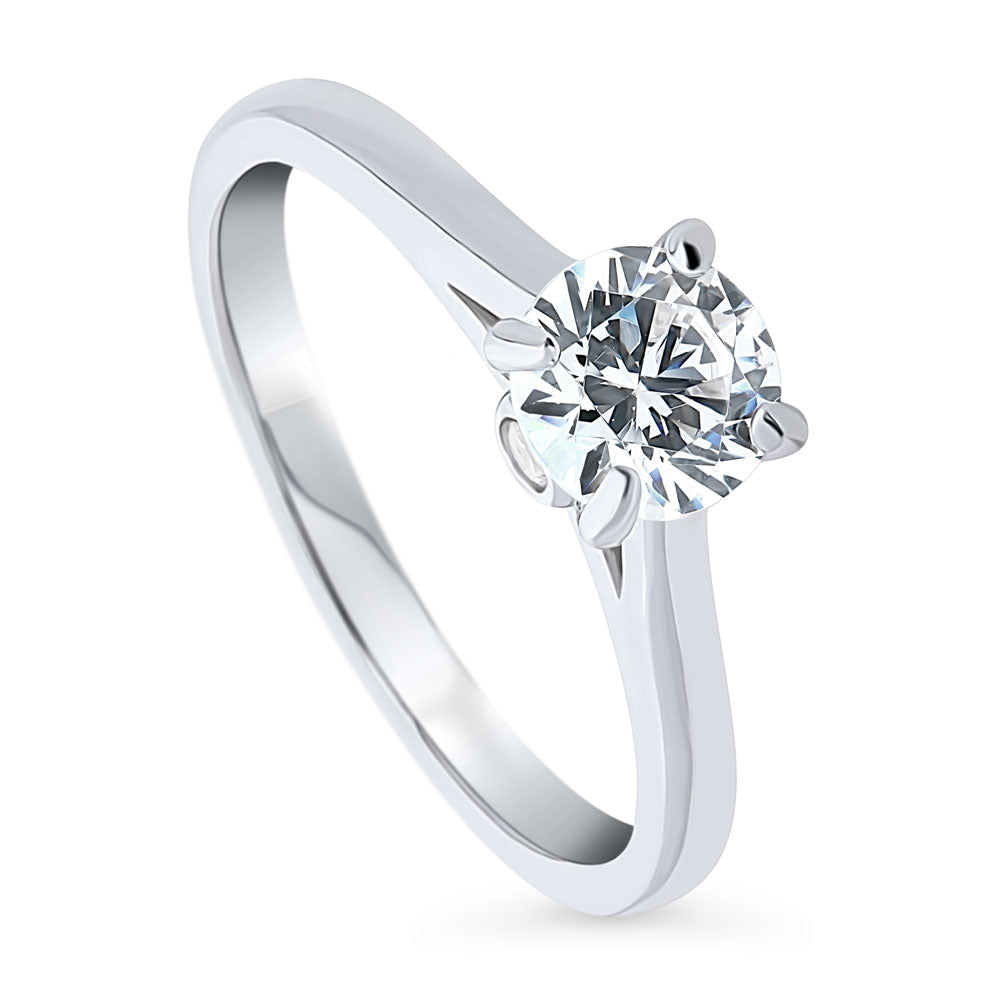 Front view of Solitaire 0.8ct CZ Ring in Sterling Silver, 4 of 9