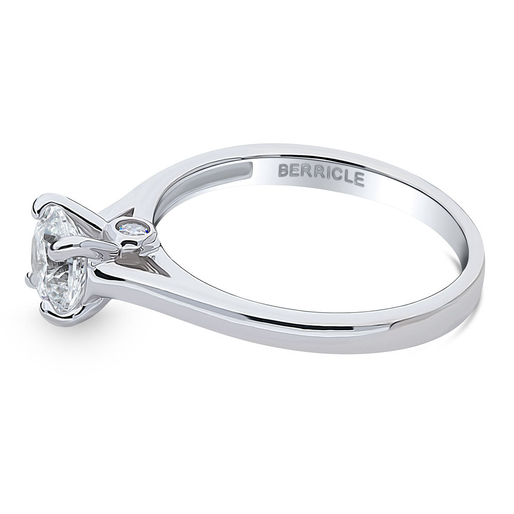 Angle view of Solitaire 0.8ct CZ Ring in Sterling Silver, 5 of 9