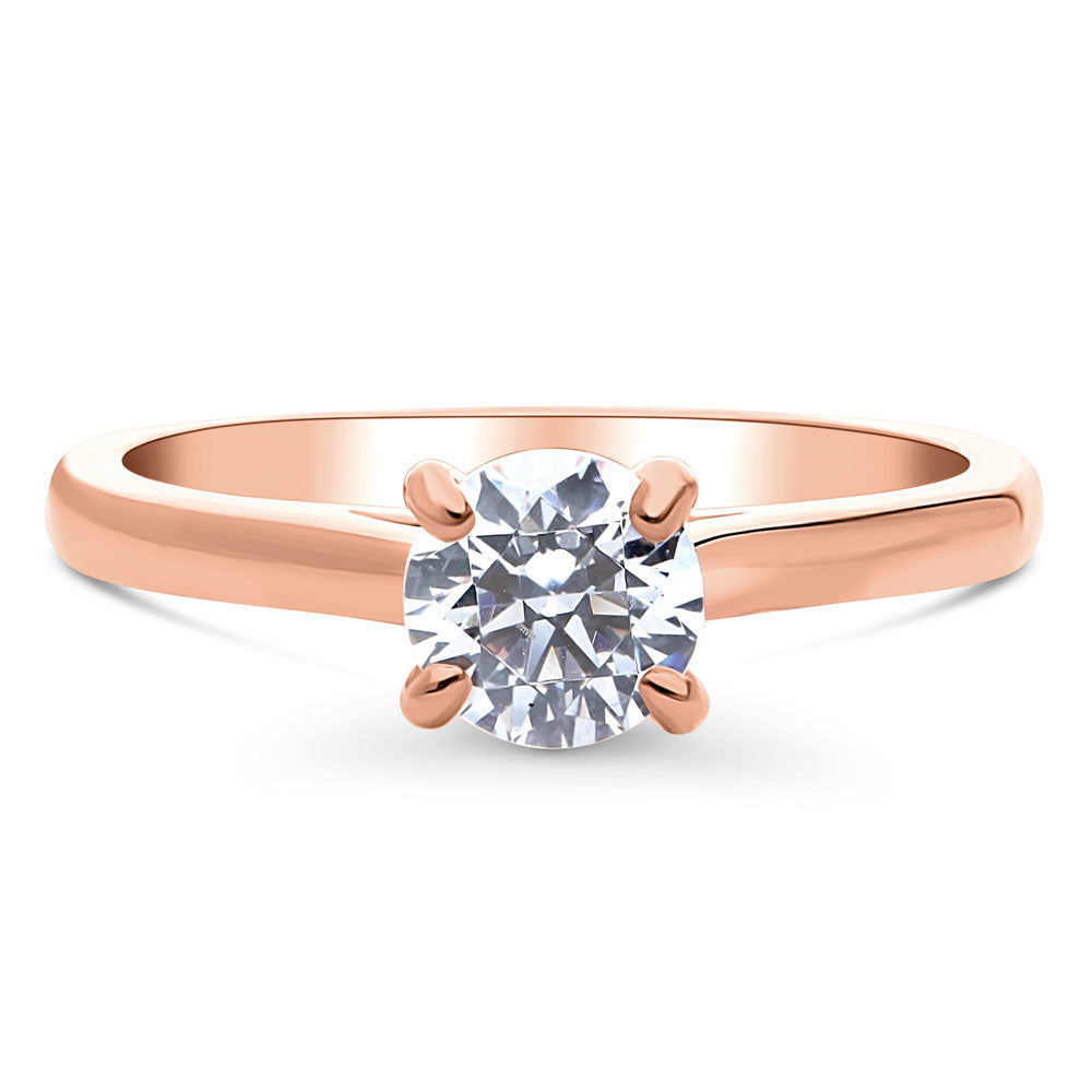 Solitaire 0.8ct Round CZ Ring in Rose Gold Plated Sterling Silver, 1 of 8