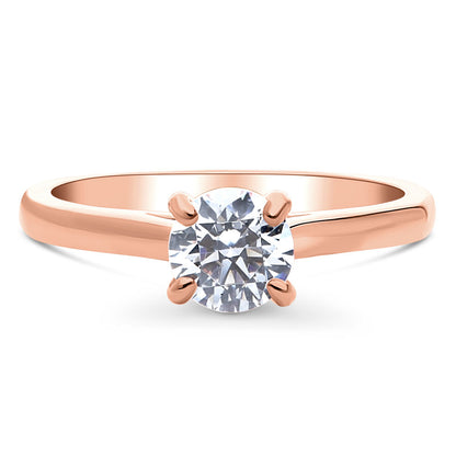 Solitaire 0.8ct CZ Ring in Rose Gold Plated Sterling Silver