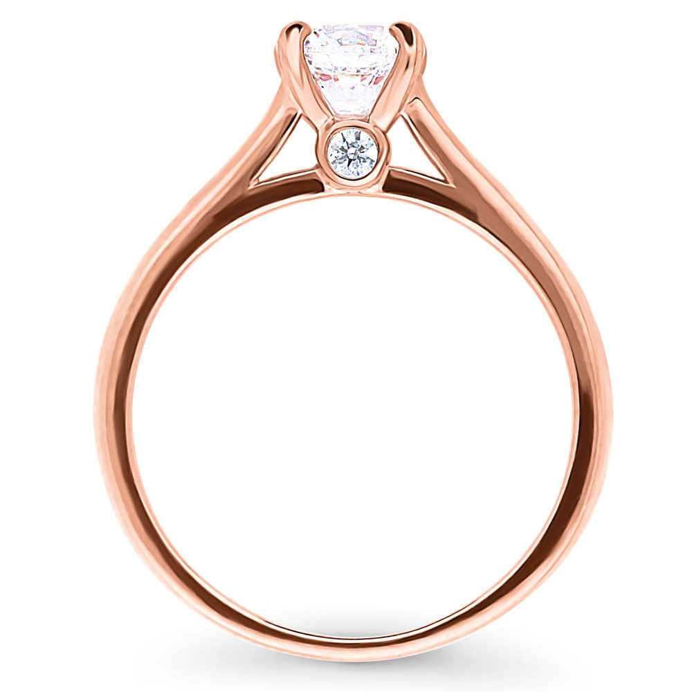 Alternate view of Solitaire 0.8ct Round CZ Ring in Rose Gold Plated Sterling Silver, 7 of 8