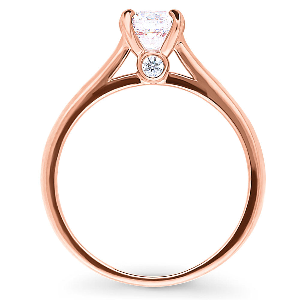 Alternate view of Solitaire 0.8ct CZ Ring in Rose Gold Plated Sterling Silver, 7 of 8