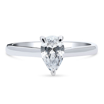 Solitaire 0.8ct Pear CZ Ring in Sterling Silver