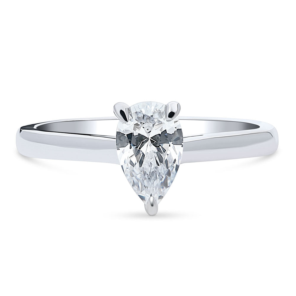 Solitaire 0.8ct Pear CZ Ring in Sterling Silver, 1 of 9