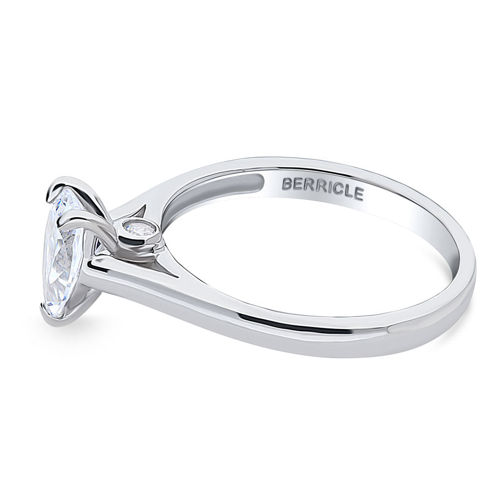 Angle view of Solitaire 0.8ct Pear CZ Ring in Sterling Silver, 4 of 8