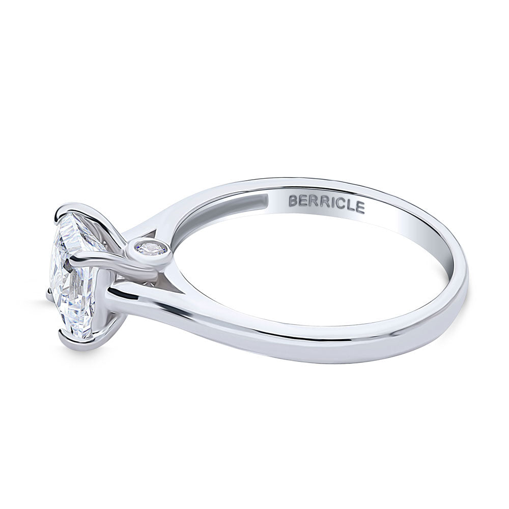Angle view of Solitaire 1.2ct Princess CZ Ring in Sterling Silver, 5 of 9