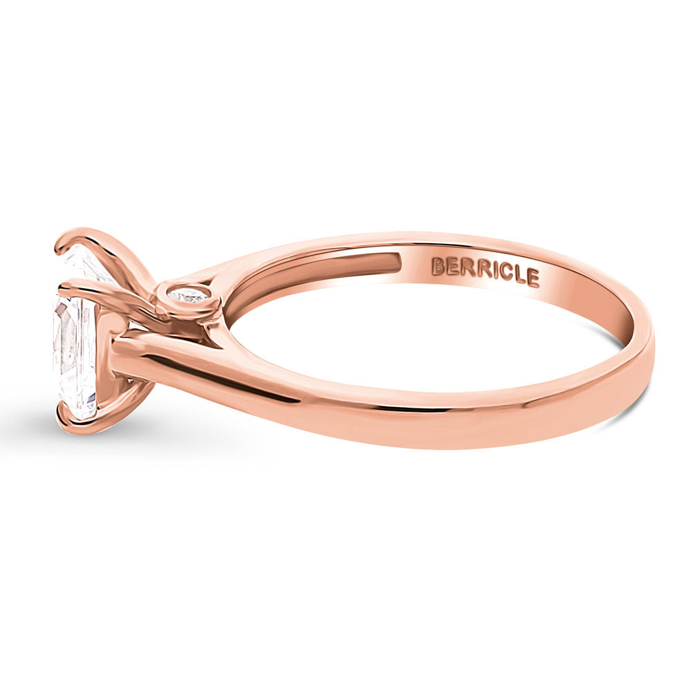 Solitaire 1.2ct Princess CZ Ring in Rose Gold Plated Sterling Silver