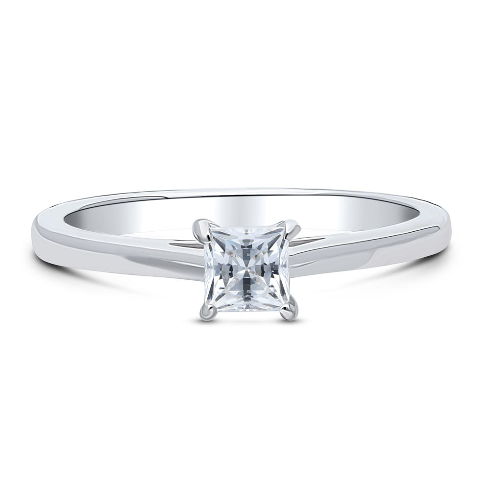 Solitaire 0.4ct Princess CZ Ring in Sterling Silver, 1 of 8