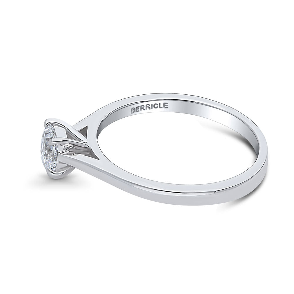 Angle view of Solitaire 0.4ct Princess CZ Ring in Sterling Silver, 5 of 8