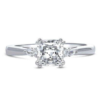 3-Stone 1.25ct Cushion CZ Ring in Sterling Silver