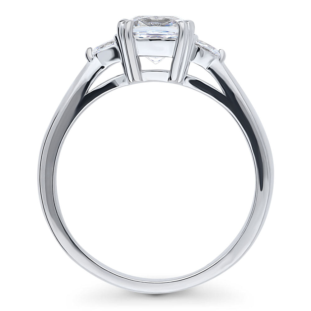 3-Stone 1.25ct Cushion CZ Ring in Sterling Silver