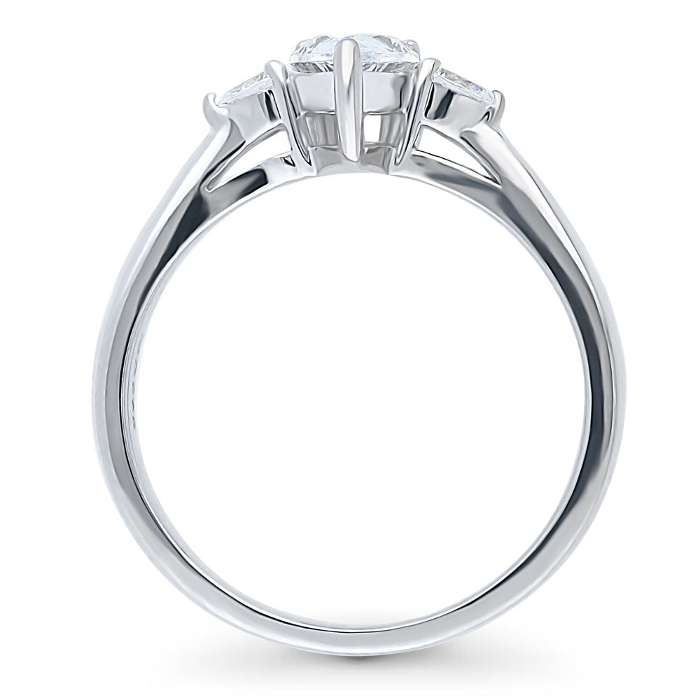 Alternate view of 3-Stone Pear CZ Ring in Sterling Silver, 7 of 8
