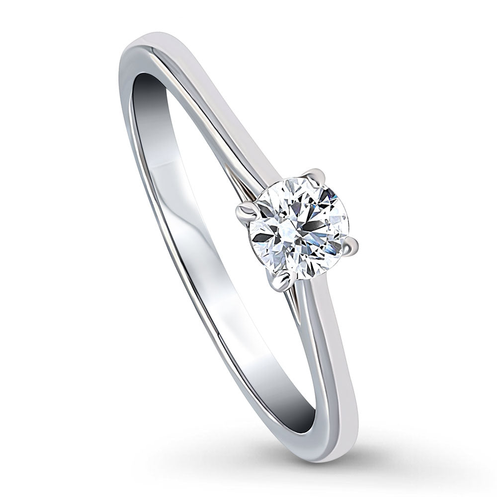 Front view of Solitaire 0.35ct Round CZ Ring in Sterling Silver, 4 of 8