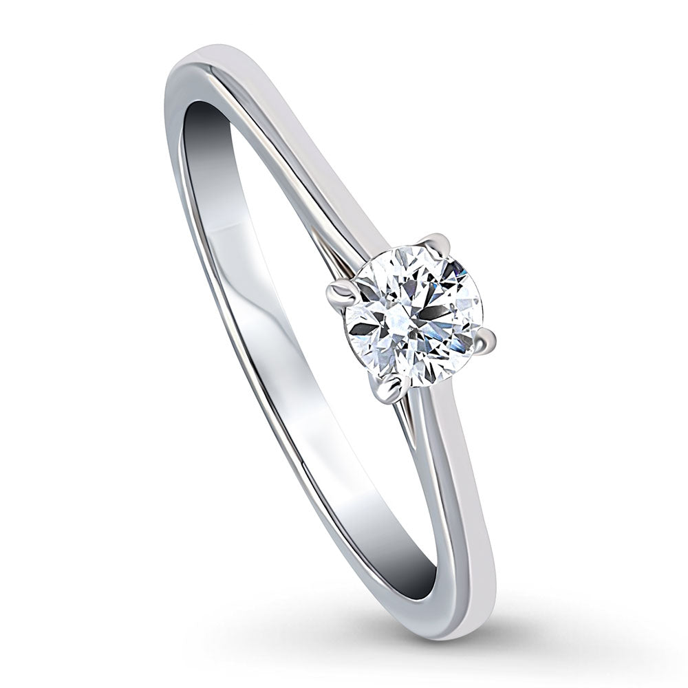 Front view of Solitaire 0.35ct CZ Ring in Sterling Silver, 4 of 8